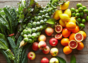 a group of fruits and vegetables on a wood surface Healthy Weight Loss Diets Streatley